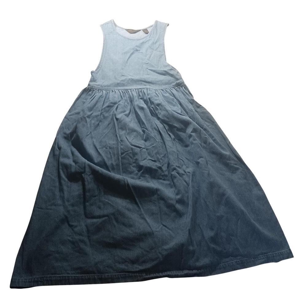 Eddie Bauer Denim Maxi Dress Womens Size Small Boho Coastalโ Grandma Casual READ